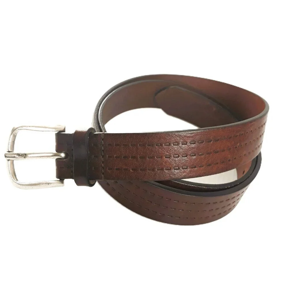Fabio Corti Brown Leather Tooled Belt Medium Made in Italy